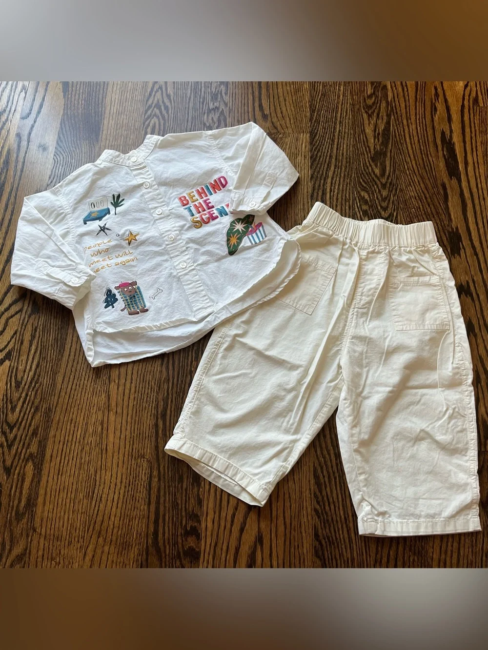 Kids Artistic Graffiti Button-Up Shirt and Pants Set (90cm 2Y)